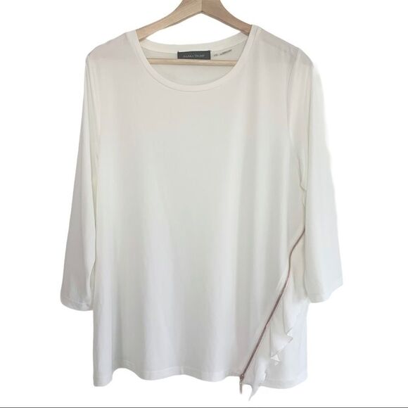 Ivanka Trump Tops - Ivanka Trump 3/4 Sleeve Cream Zipper Blouse
